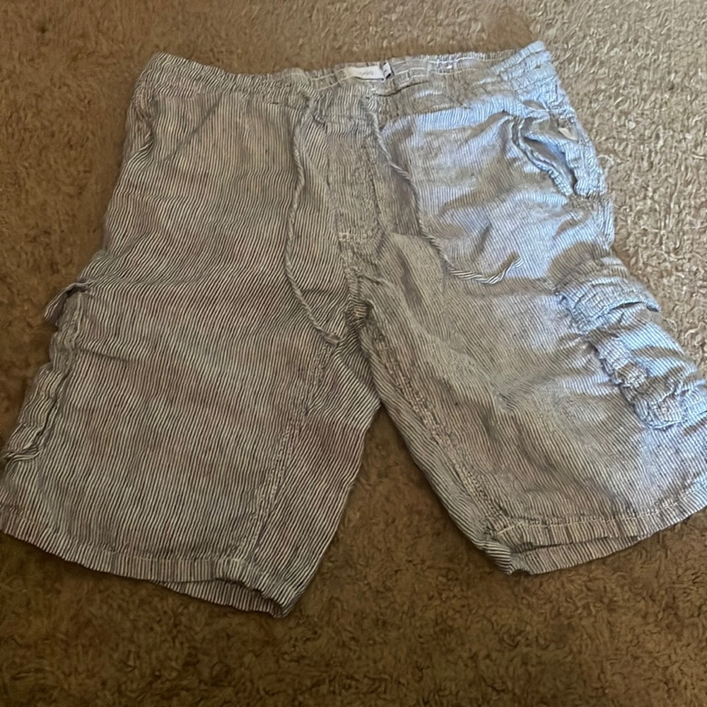 Blue and white striped shorts
